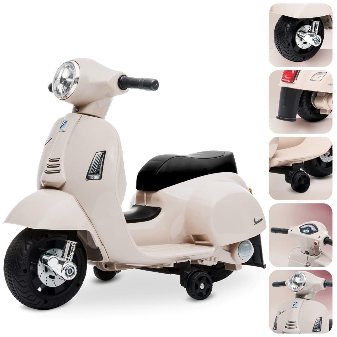 Bērnu elektriskais Vespa skūteris 6V Bēšs
