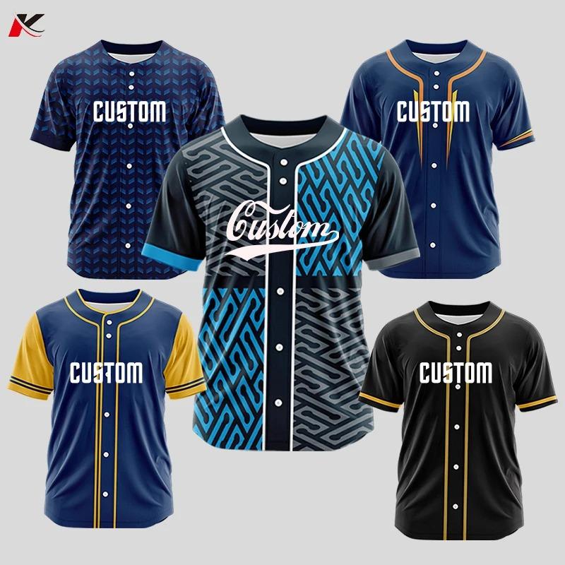 Men Button Sublimation Baseball Jersey Adults Custom Quick Dry Baseball Wear Uniforms Personal T-shirt Breathable Jersey TOP