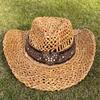 cowboy straw hat wholesale natural corn grass handmade cowboy hats For Men And Women Sun Protection Hats Outdoor Wide Brim cap