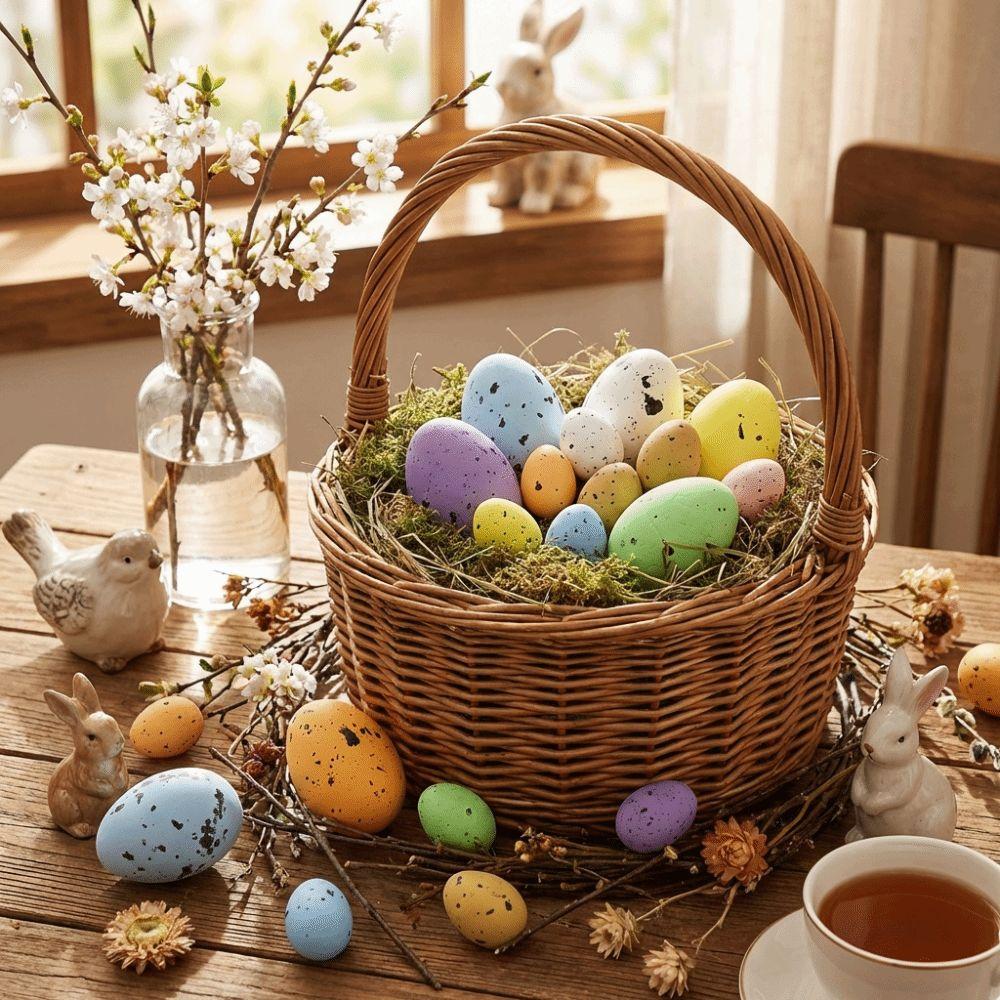 200Pcs Colorful Foam Easter Eggs Basket Stuff Easter Hanging Egg Children Activity