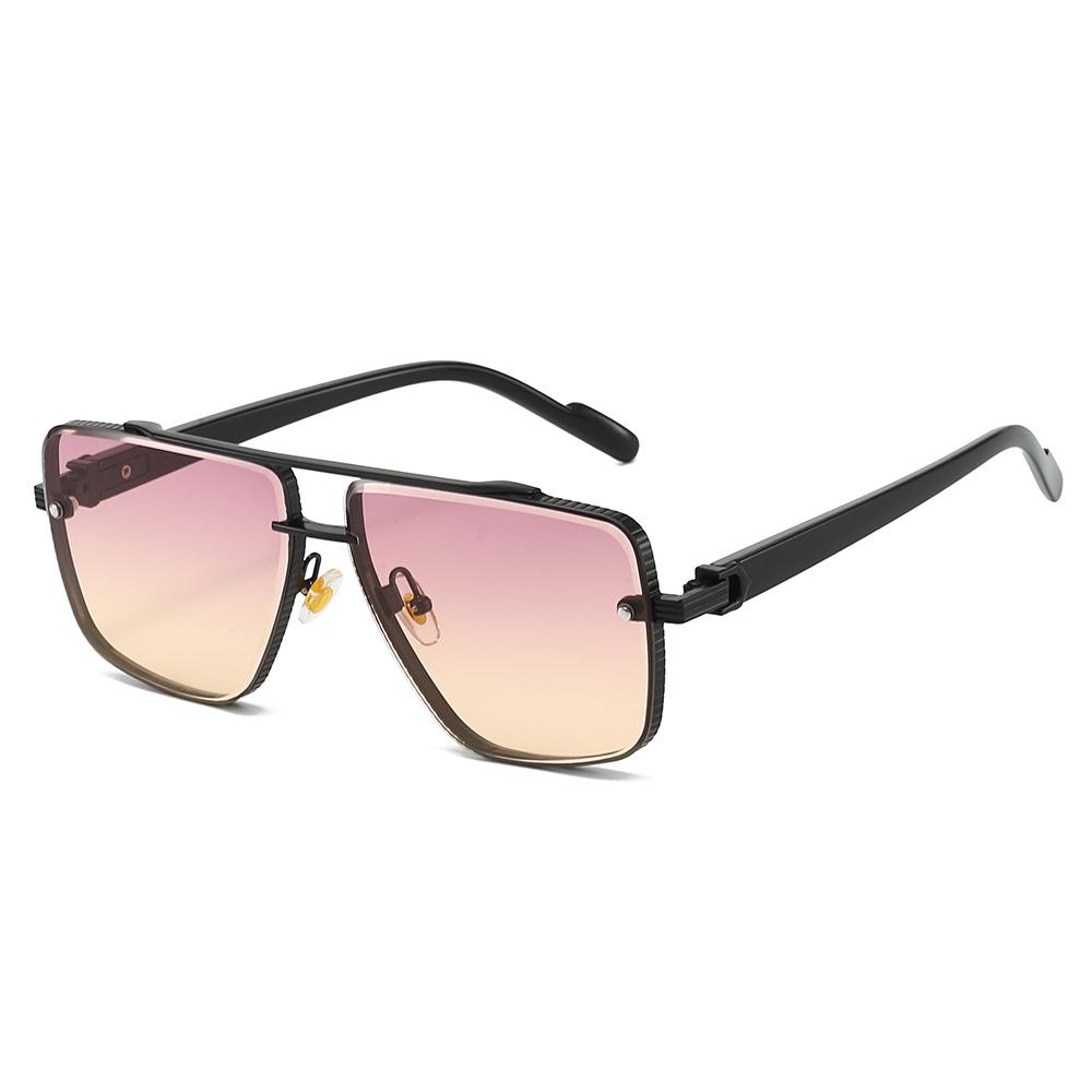 New Luxury Double Beam Frameless Gradient Women Sunglasses  Simple Wave Frame Design Trendy Trend Men Sun Glasses Uv400
