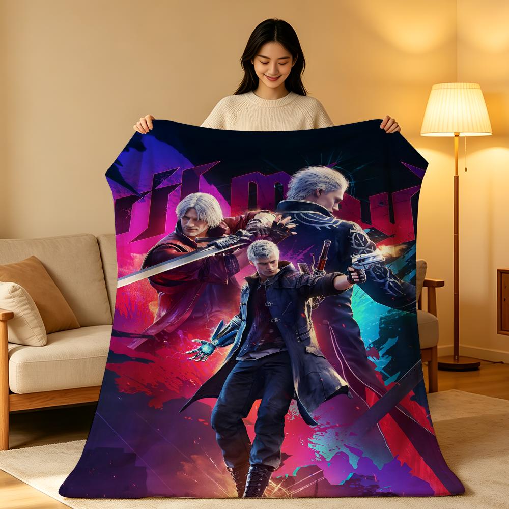 Game D-Devil M-May C-Cry Throw High-Density Short Plush Blanket Soft Skin-Friendly for Sofa Nap Air-Conditioned Room