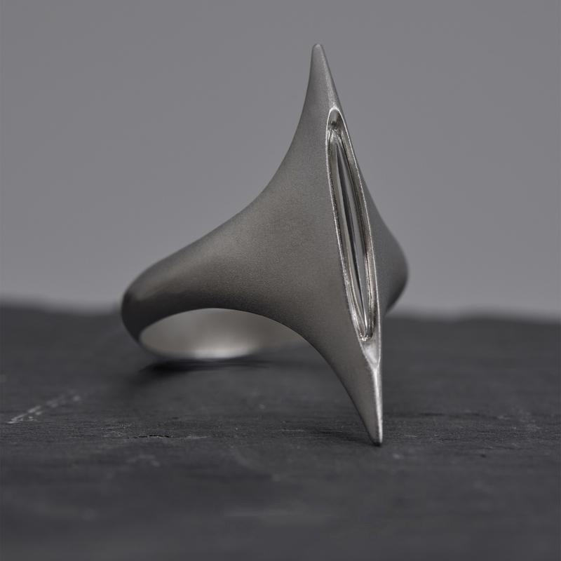 Adjustable Open Ring Women Men Geometric Cone Shape Minimalist Sterling Plated Copper Jewelry Vintage Artistic