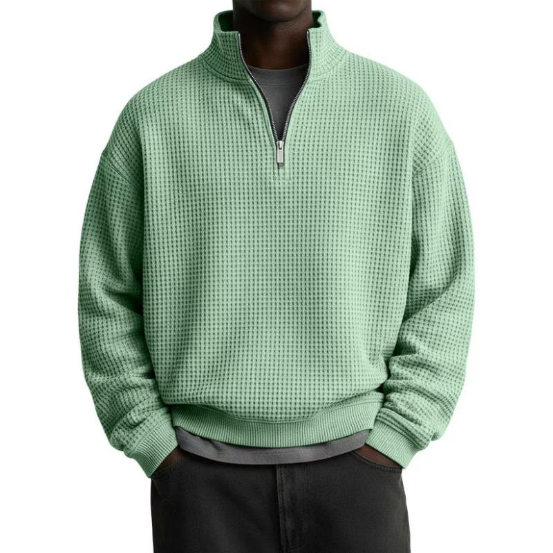 Men S Solid Color Stand Collar Long Sleeve Casual Sweatshirt