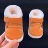 Baby High-Top Yellow Walking Shoes - Thick Plush Cotton, Non-Slip Soft Sole, Warm Boots for Boys (0-1 Year)
