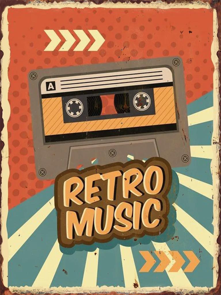 Vintage S Tape Cassette Metal Tin Sign Retro Wall Decor for Home Hallway Bedroom Living Room Iron Painting Plaque