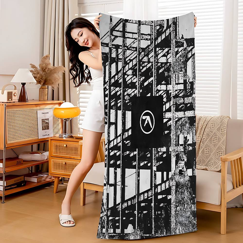 Pop Band A_Aphex T_Twin Anime Beach Swimming Towel Soft Absorbent Washcloth Children's Gifts For Kids Travel Camping Gym