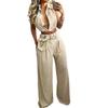 2024 Casual Sleeveless Two-Piece Set with Shirt Collar and Multi-Pockets