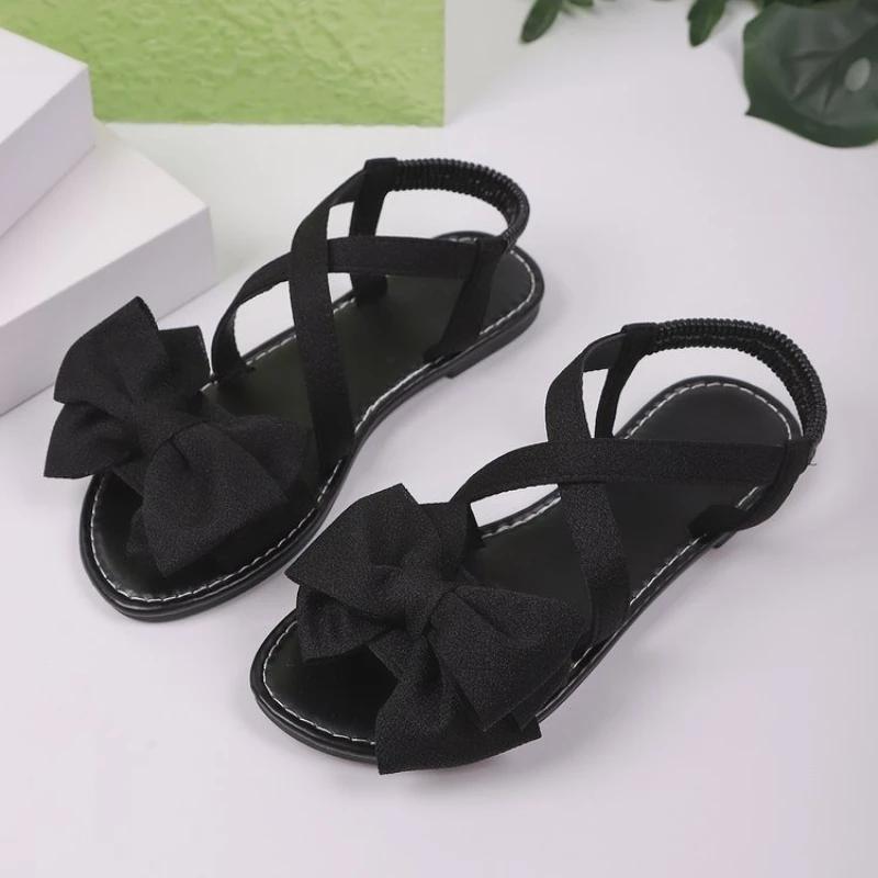 Outdoor Beach Casual Slippers Women Bow Flat Shoes Home Slides Women Sandals 2025 New Summer Lightweight Sandals Women