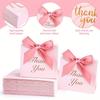 24PCS Small Thank You Gift Bags with Bow Ribbon Mini Party Favor Bags Pink Candy Bags Treat Boxes Paper Gift Bags for Wedding Bridal Birthday Party