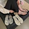 Flat-bottomed Set of Toe Small Cool Slippers Shoes New Summer Soft-soled with Skirt Rhinestone Sandals
