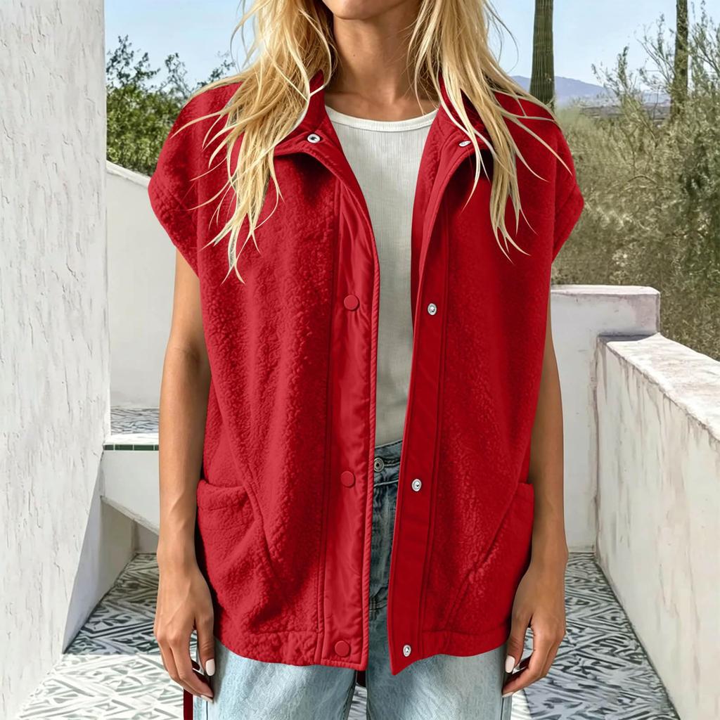 Women's Casual Sleeve Button-Up Loose Fit Jacket with Pockets for Everyday Wear
