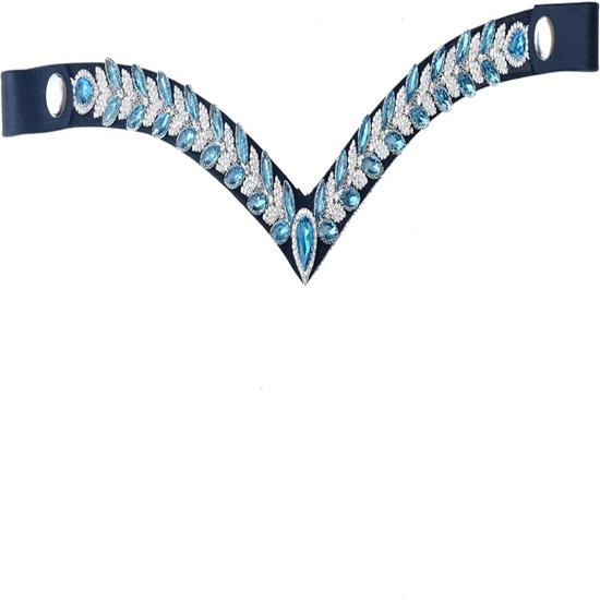 Sparkly Turquoise V-Shaped Kiara Browband for Bridle Made from Durable Leather.