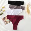 Set da 3 Pezzi Mutandine da Donna in Cotone Tanga Senza Cuciture a Vita Alta Comode Sexy Biancheria Intima Femminile Slip Perizoma S-XL