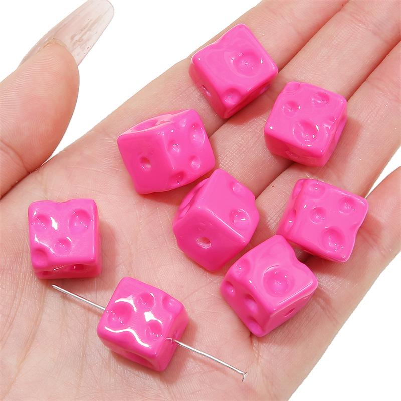 Handgefertigte Armbandperlen, Acryl, farbig plattiert, Handykettenperlen, Käse-Quadratperlen, handgefertigt, DIY-Handschnur, bunter Anhänger, Schmuckzubehör