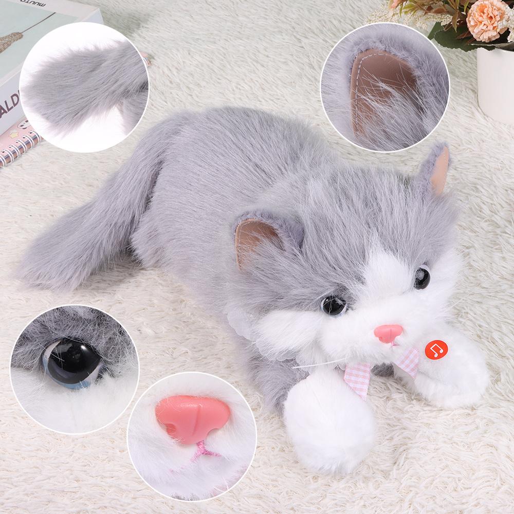 New Soft Simulation Cat Voiced Fluffy Realistic Cat Cute Cartoon With Bib Simulated Kitten Model