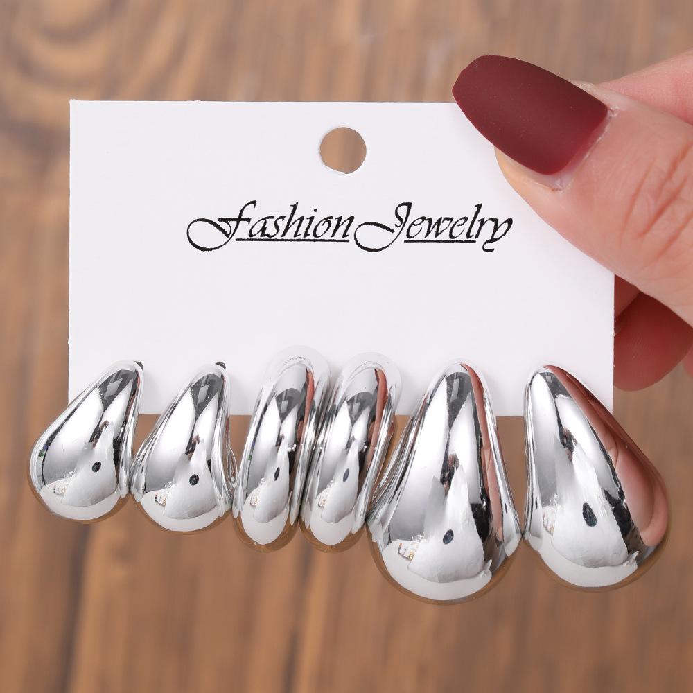 Water drop shaped 1 pair of crystal combination earrings, popular ins creative exaggerated acrylic women