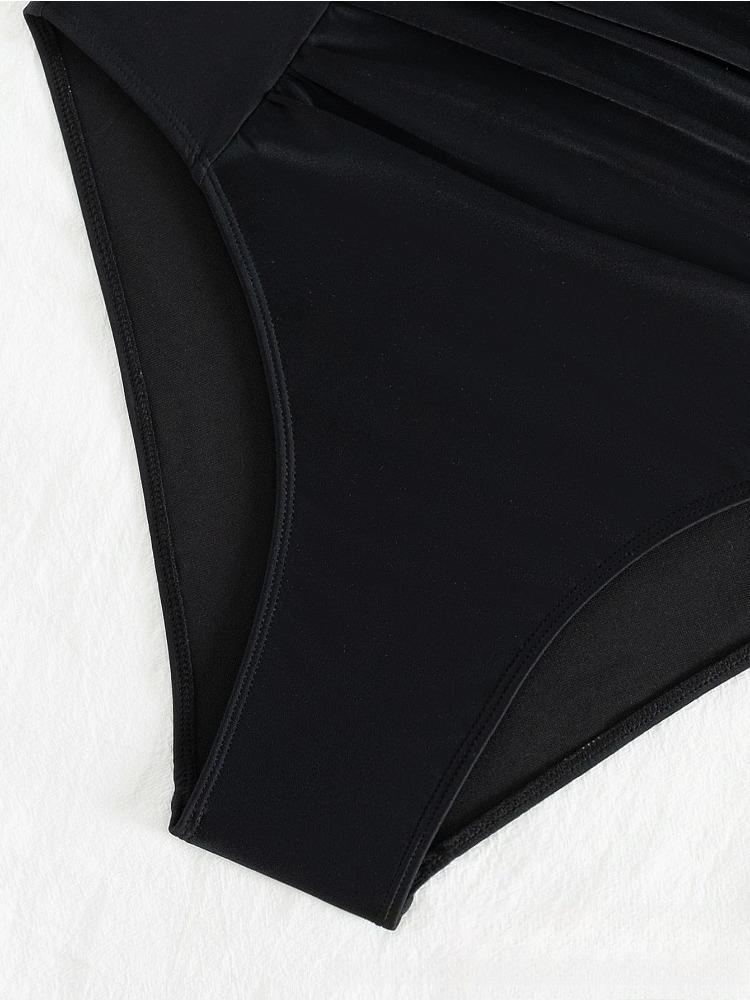 Plus Size One Piece Swimsuit Ruched Cross Slim Fit Tight Sexy Swimwear Women Fashion Beach Vacation Elegant Bathing Suit
