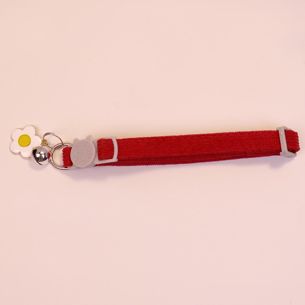 Adjustable Safety Corduroy Choker: Cute Bell Flower Collar for Dogs & Cats