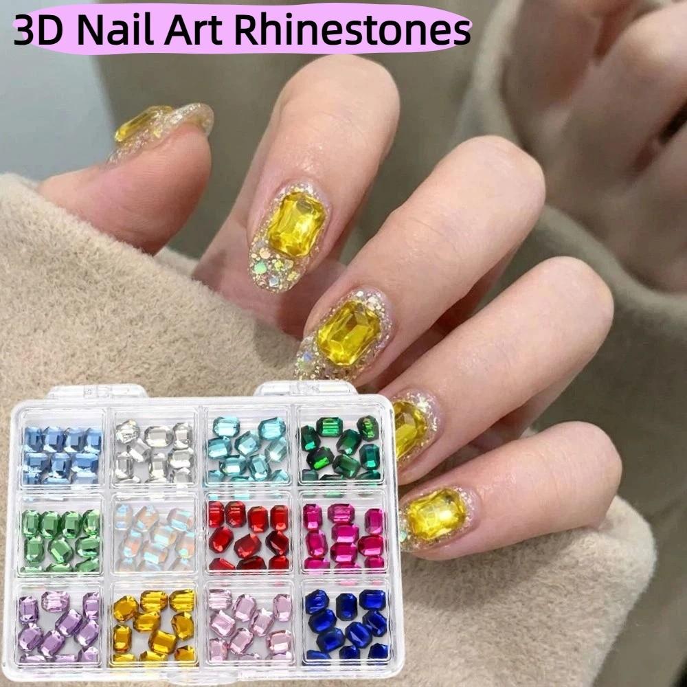 120Pcs/Box Flat Back Diamond Nail Charms Super Flash DIY Nail Art  Jewelry Making