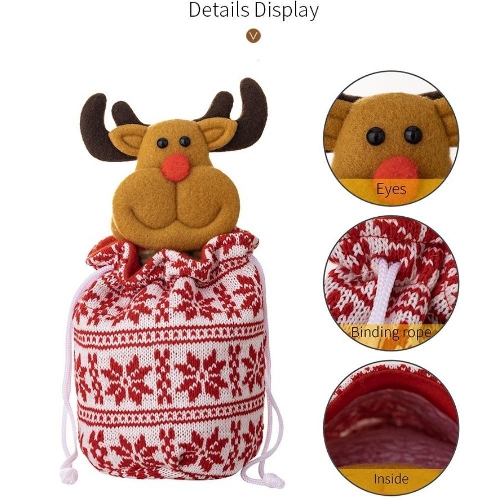 Knitted Christmas Knitted Gift Bags 3D Cartoon Candy Storage Bags  New Year Celebration