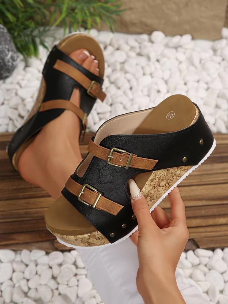 Women's Wedge Sandals Summer 2025 New Platform Wedge-heeled Sandals Plus Size Comfortable Casual Outdoor Open Toe Beach Slippers