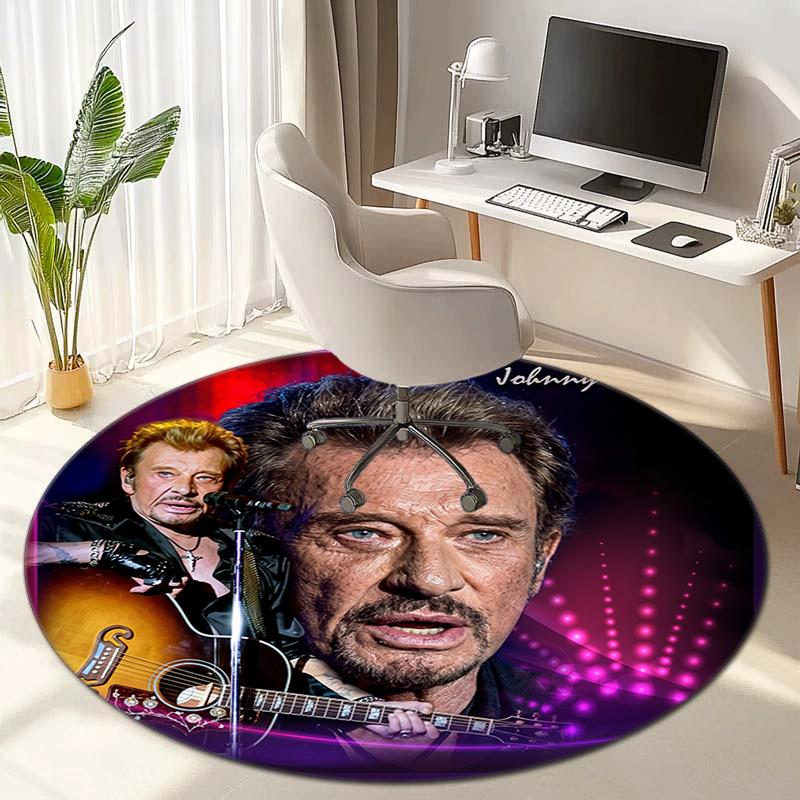 French legendary rock singer and actor Johnny Hallyday Round Carpet Soft Home Decoration Corridor Table and Chair Anti slip Outdoor Floor Mat rug H1