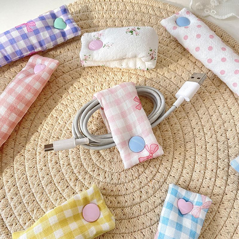 Data Cable Storage Buckle Charging Cable Winder Headphone Cable Storage Fabric Cute Fixed Organization