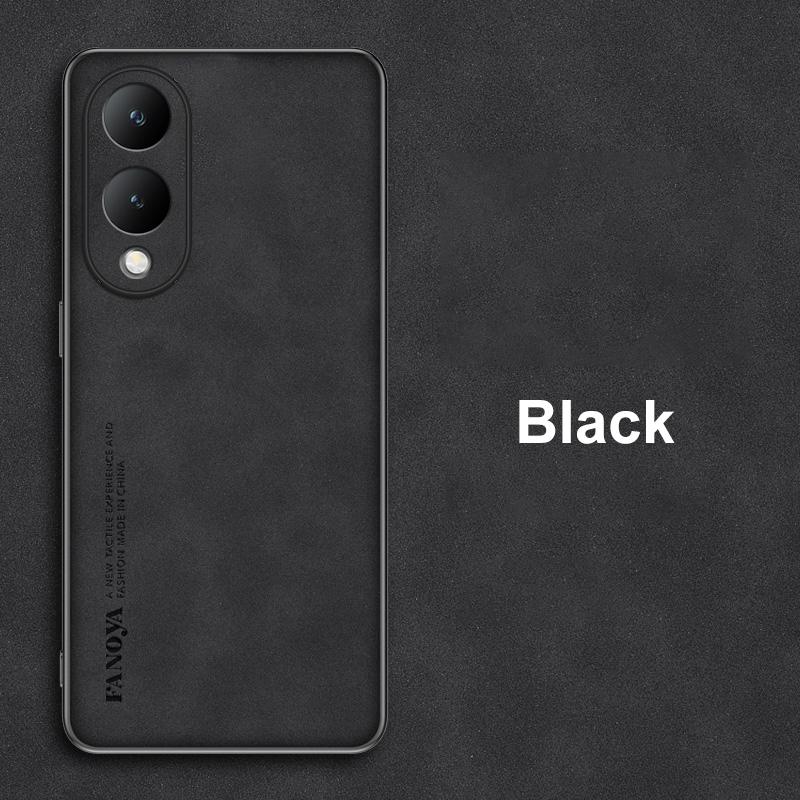 For Vivo Y17S Case Luxury PU Leather Phone Case For Vivo Y28 5G Back Cover Matte TPU Silicone Shockproof Full Protection Coque