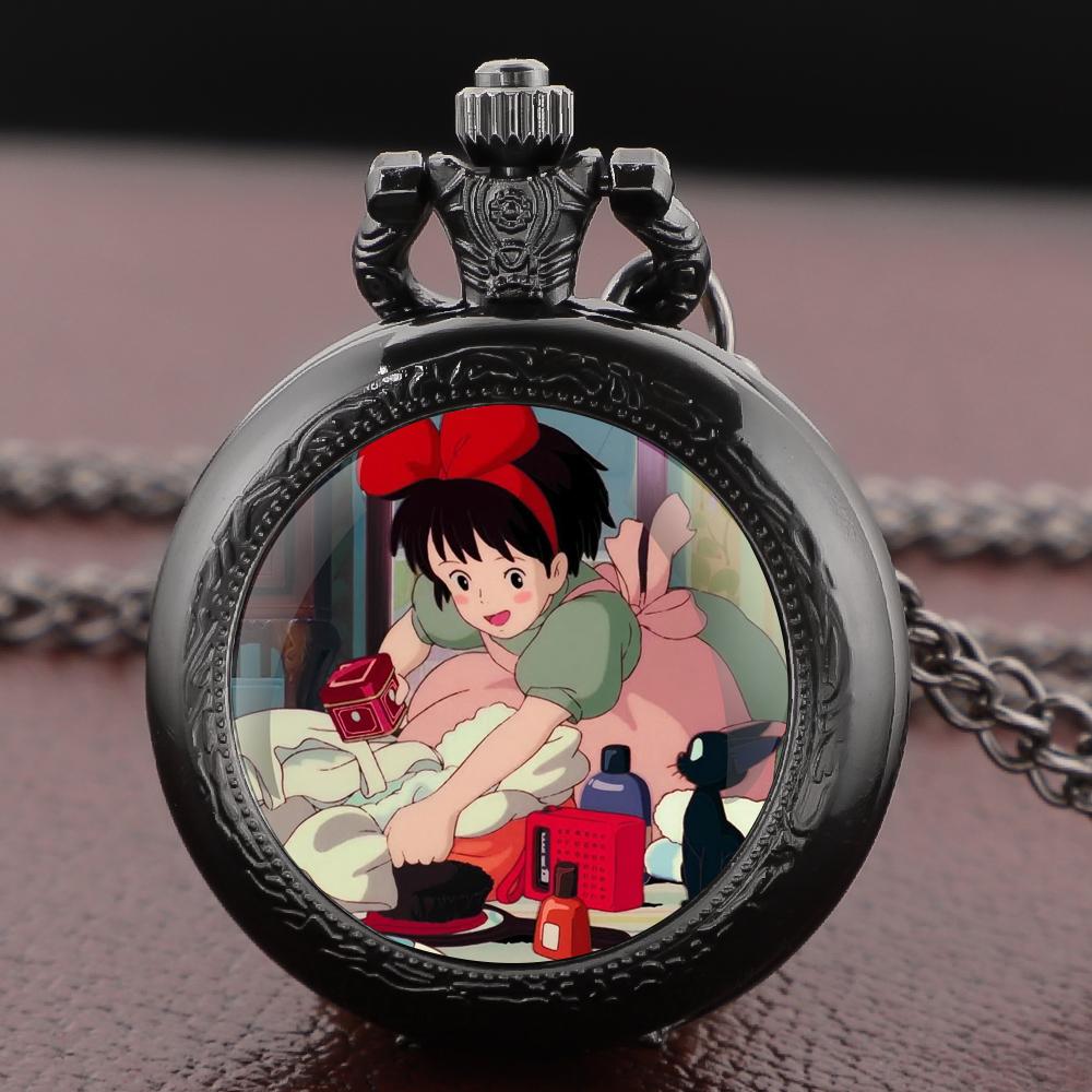 

Cute Girl & Cat Themed Vintage Accessory - Arabic Dial Quartz Pocket Watch Chain Pendant Clock for Girls Boys