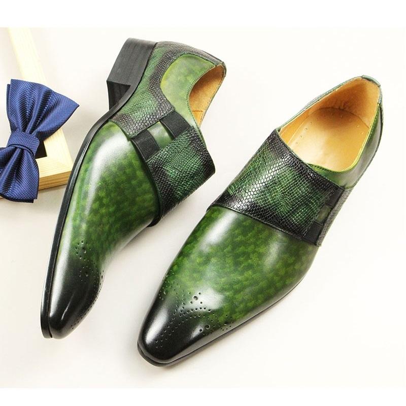 Módní Klasické Mokasíny Pro Muže Elegantní Černá Barva Brogue Bota Vrchní Vrstva Pravá Kůže Monk strap Pohodlná Kancelářská Společenská Obuv