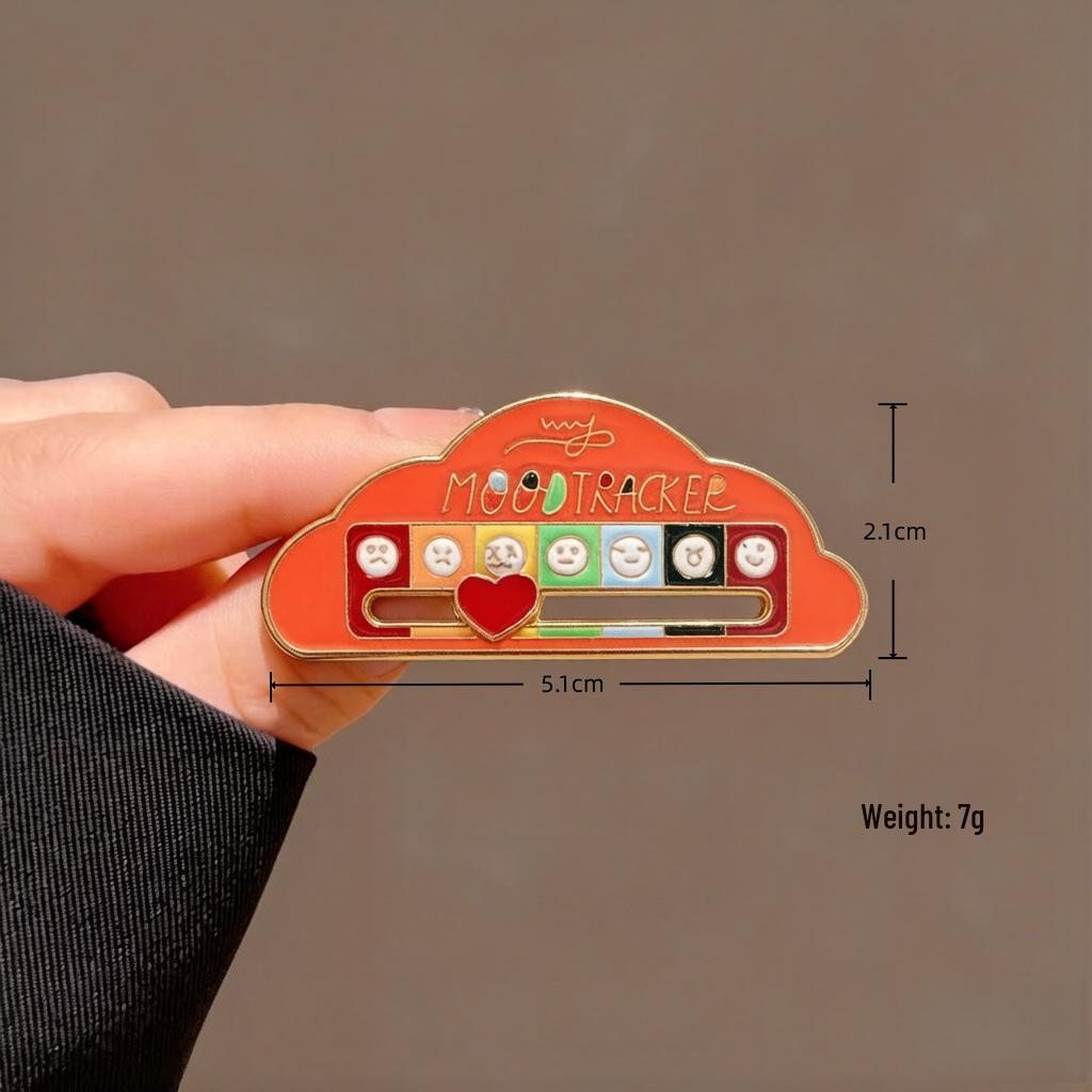 Unisex Mood Energy Brooch: Sliding Metal Badge for Social Expression