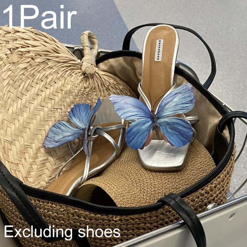 1 Pair Butterfly Shape Shoes Charms Sandals Decor Bohemian Shoe Accessories DIY Shoe Clip Elegant Orchid Flower Colorful