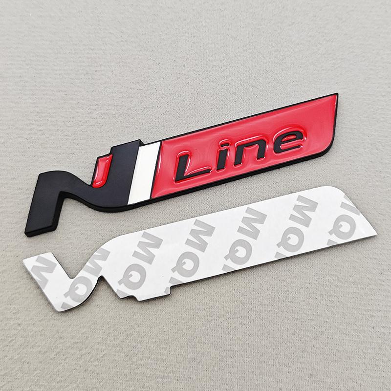 HWCB2 3D Metal NLine N Logo Rear Boot Trunk Emblem Front Grille Badge Decal For Hyundai I20 I30 Sonata Kona Elantra Tuson Car Stickers