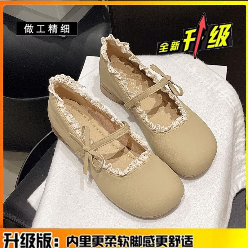 French Small Fragrant Wind Light Mouth Thick Heel Single Shoes Women's Leather Women's Shoes 2025 Spring and Summer New Versatile Retro Mary Jane Shoe