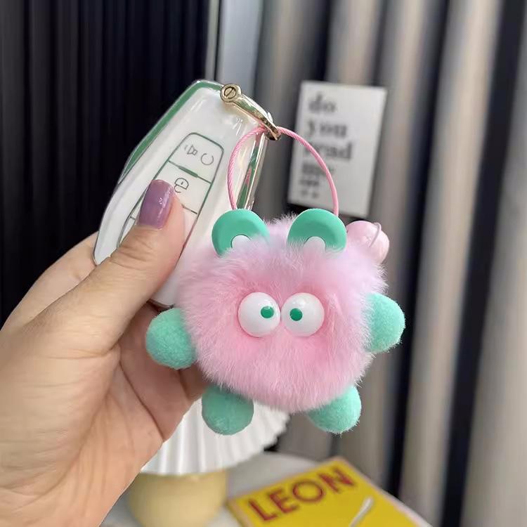 Imitation Rex Rabbit Fur Keychain Plush Pendant Trinkets Plush Briquettes Bag Car Pendant Key Chain