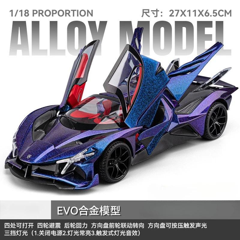 

1:18 Project EVO Sports car Alloy Car Model Simulation Sound Light Toy Car Toy Boy Collection Decoration Gift