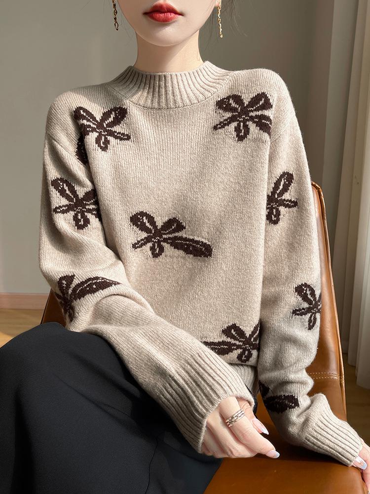 

Женский ретро шерстяной свитер с полувысоким воротником - Коллекция Осень/Зима XL верблюд