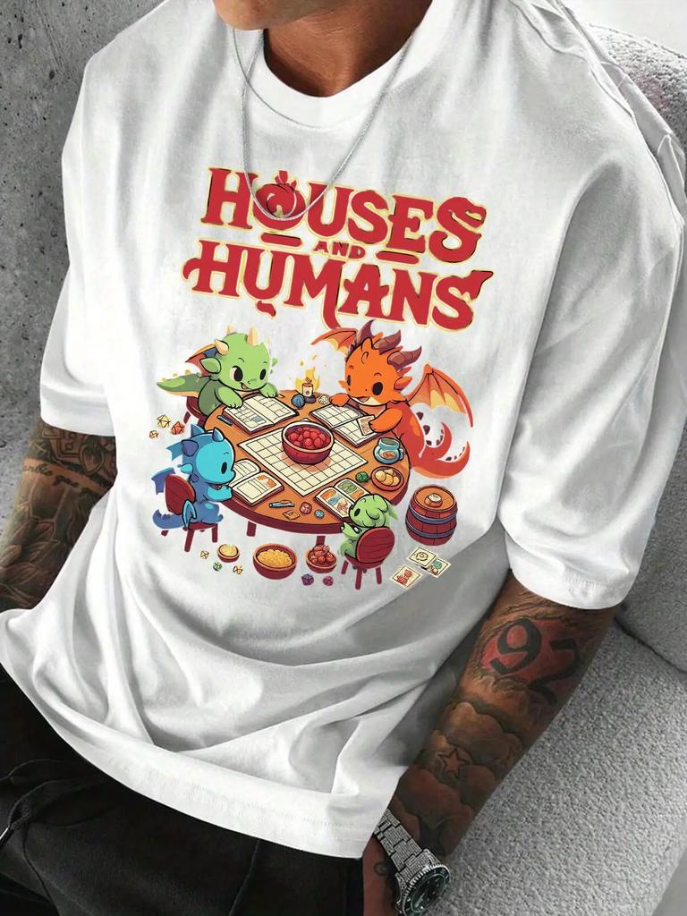 Unisex New Summer Shortsleeved Tshirt with Dragonwood Pattern Loose Roundneck Style Casual and Trendy Versatile and Comfortable