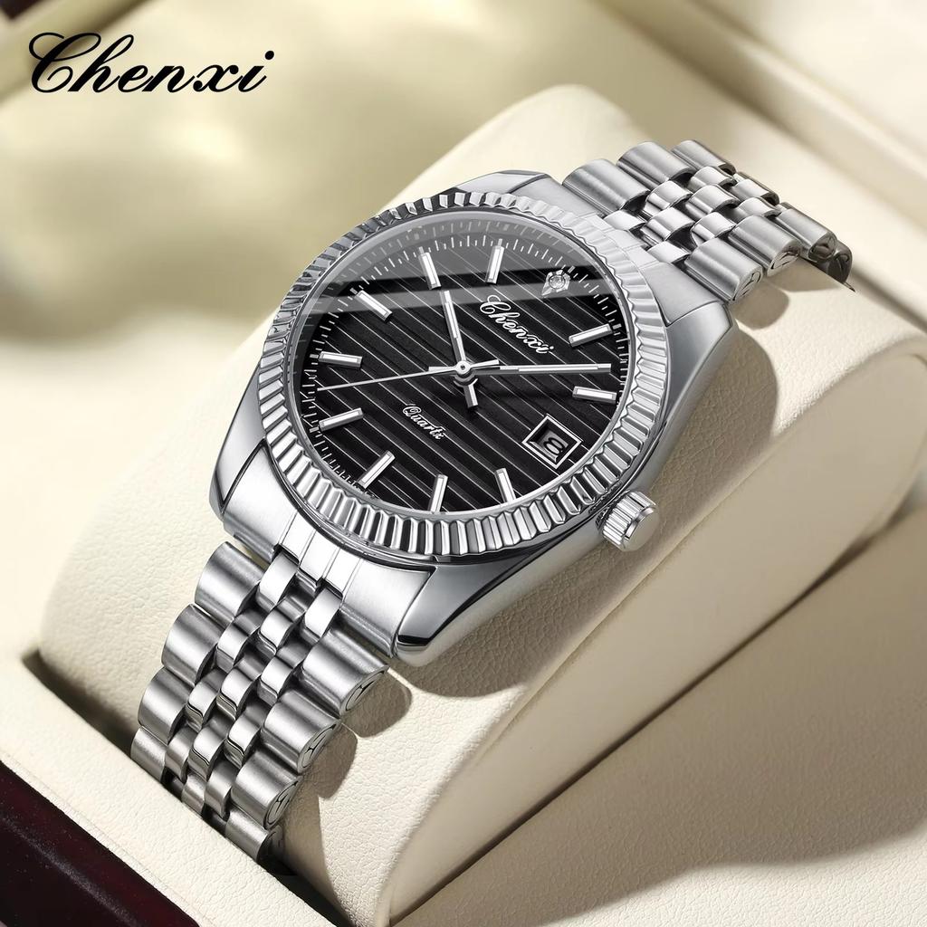 CHENXI 004D Men's Quartz Watches Luxury Stainless Steel Watch Waterproof Luminous Date Wristwatch Casual for Male Clock