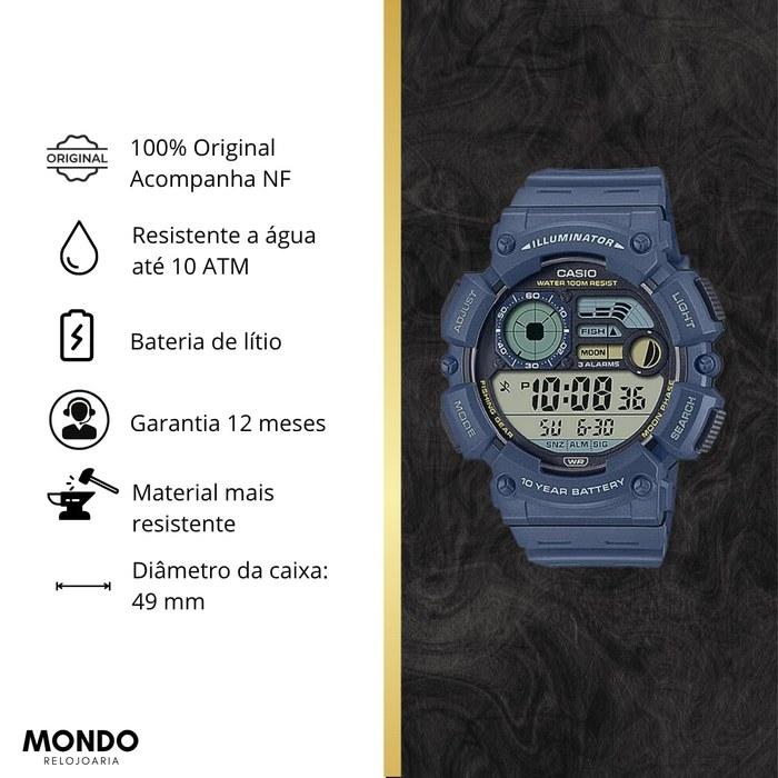 Casio Men's Watch Multifunction Digital Clear Dial Resin Band WS-1500H-2AVDF, Blue