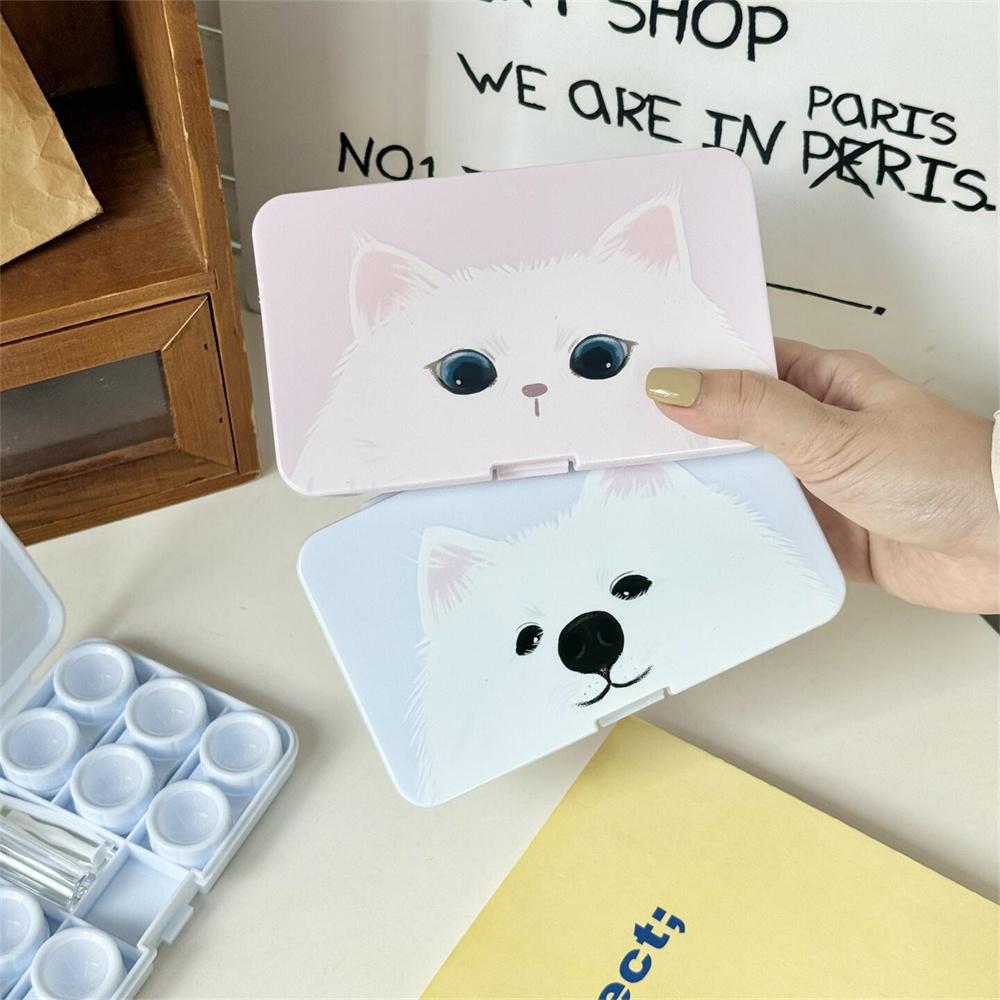 Cute  Large Capacity Contact Lens Case Travel Contact Lenses Case Soak Container Lenses Box for Beauty Pupil With Mirror