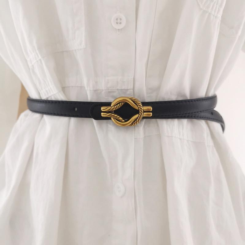 Retro Minimalist Womens Belt Metal Buckle Fashion Dress Decoration Waist Belt