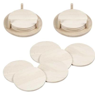 12 Customizable Wooden Coasters Ø 9.5 Cm