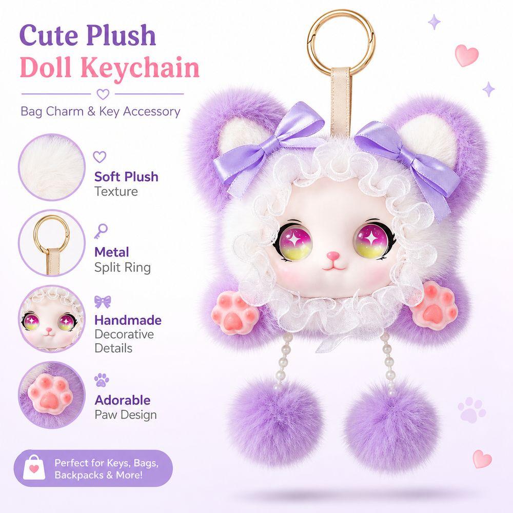Animal Hood Plush Doll Keychain Handmade Plush Toy Pendant Gifts Plush Figure Backpack Accessories