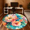 1PC Floral Artwork Office Round Area Rug, Under Office Chairs Bedroom Living Room Home Decor, Carpet for Office -1110045
