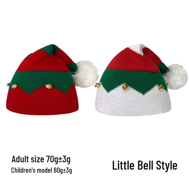 Cross-Border Knitted Christmas Hat for Adults - Warm, Fashionable with Bell Pom Pom