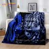 3D-Cartoon-Tiger, Wolf, Löwe, Leopard, Tier, Plüschdecke, Flanelldecke, Überwurf, Decke für Wohnzimmer, Schlafzimmer, Bett, Sofa, Picknick
