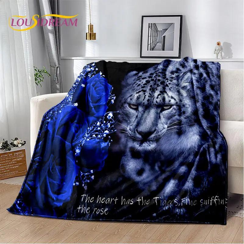 3D-Cartoon-Tiger, Wolf, Löwe, Leopard, Tier, Plüschdecke, Flanelldecke, Überwurf, Decke für Wohnzimmer, Schlafzimmer, Bett, Sofa, Picknick