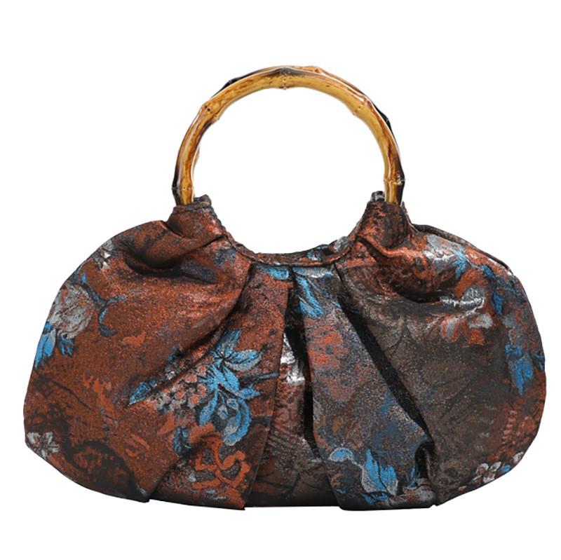 Borsa Portatile in Stile Cinese Vintage con Tessuto Jacquard Ricamato per Uso Quotidiano